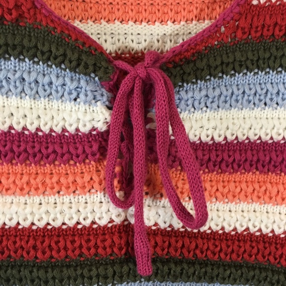 Candies | Striped Crochet Tank Top Tie Up - Picture 3 of 8